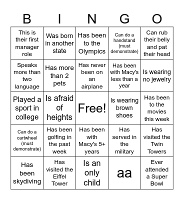 Executive Bingo Card