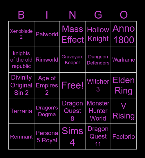 Baka Bingo Card