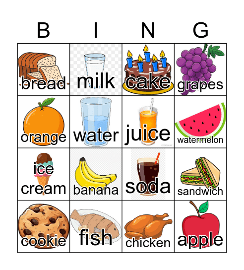Food Bingo Card