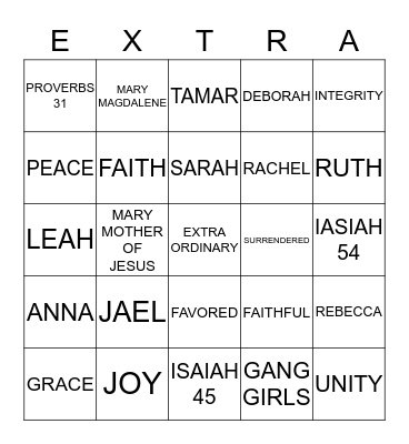 EXTRAORDINARY Bingo Card