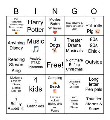 Traci's Bingo Card