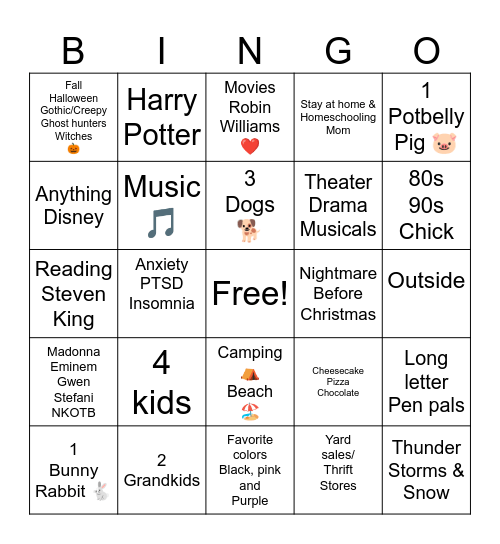 Traci's Bingo Card