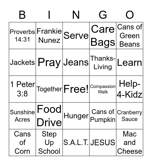 S.A.L.T. 2016 Bingo Card
