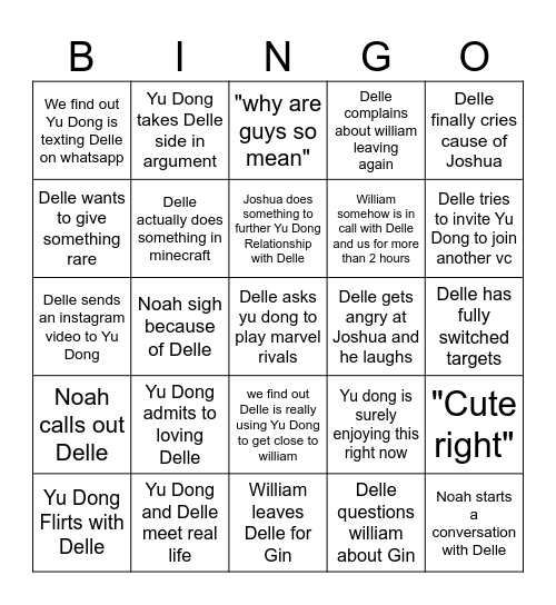 DYD Bingo Card