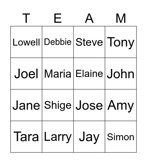 Asia Leader Bingo Card