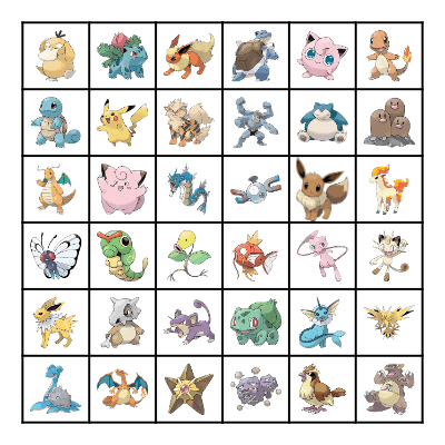 Pokemon Bingo Card