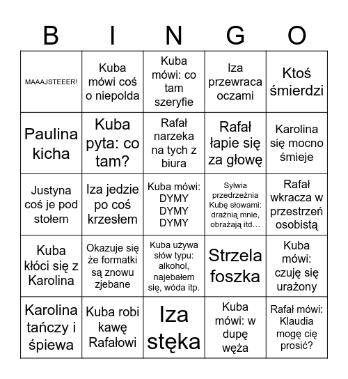 Hammer Bingo Card
