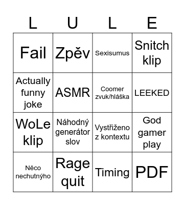 Yakob klipy Bingo Card