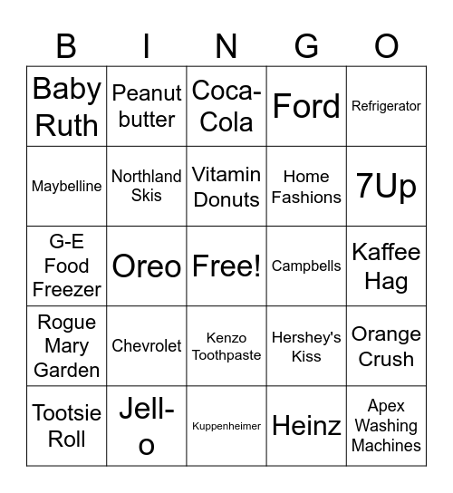 Roaring 20s Ads Bingo Card