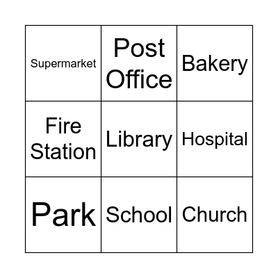 Places in a Town Bingo Card