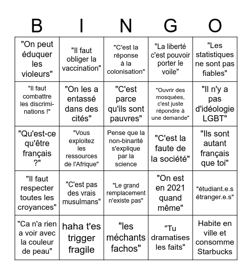 Bingo Gauchisme Bingo Card