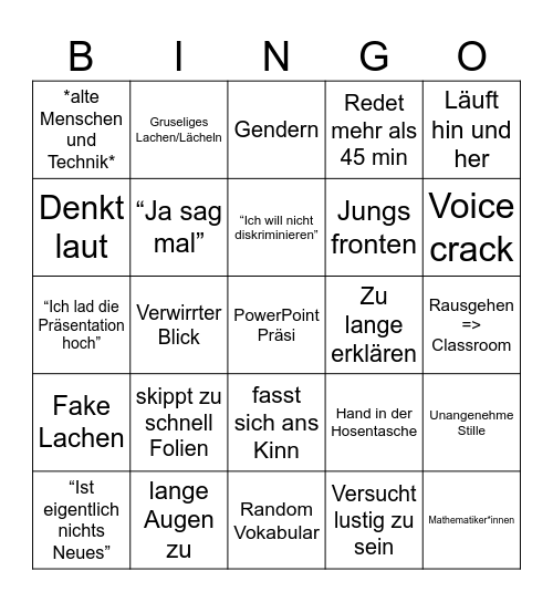 REICHEL Bingo Card