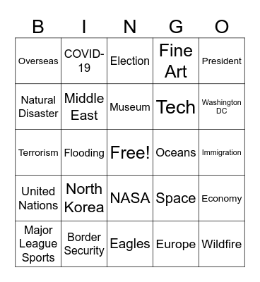 CNN 10 Bingo Card
