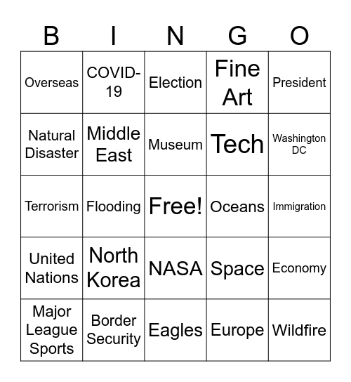 CNN 10 Bingo Card
