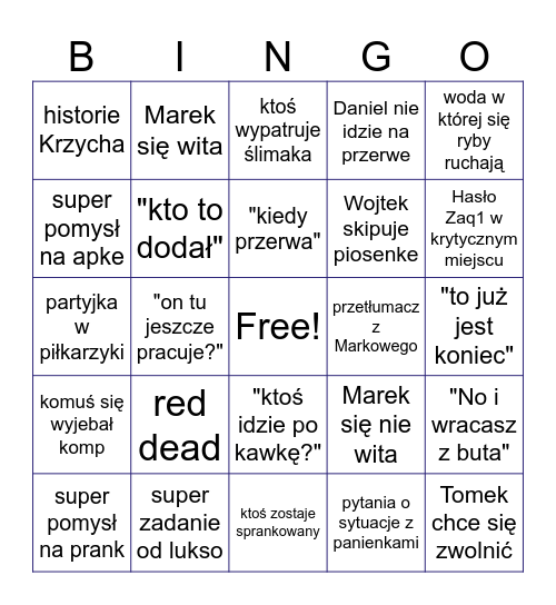 Bingo Supportalowe Bingo Card
