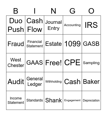 Tax Season Bingo Card