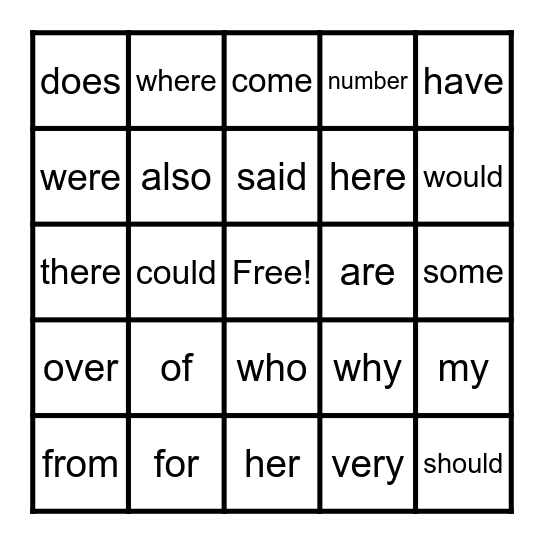 Trick Word Bingo Units 1-8 Bingo Card