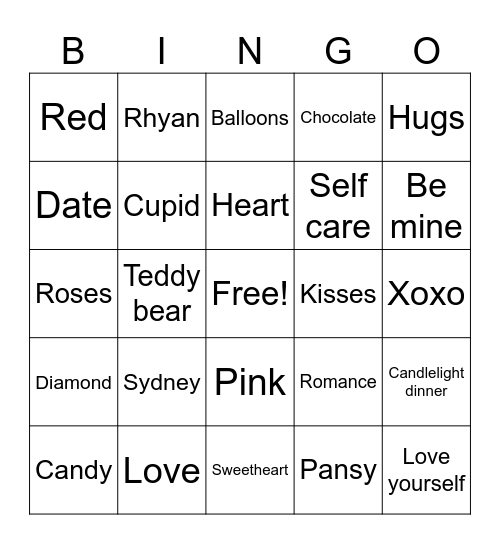 Valentine’s Bingo Card