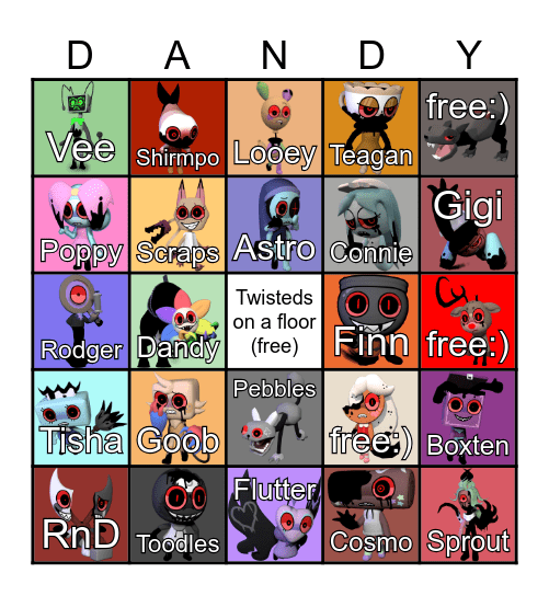 Dandy's World Bingo Card