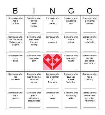 Valentine's Day Bingo Card