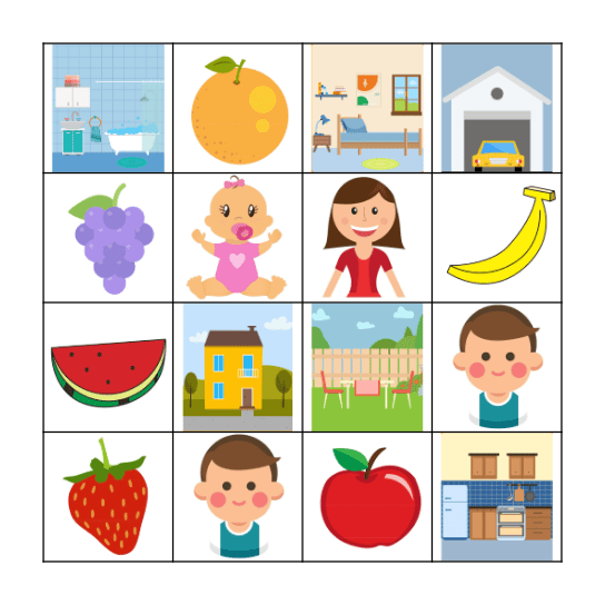 Family-Household-fruits Bingo Card