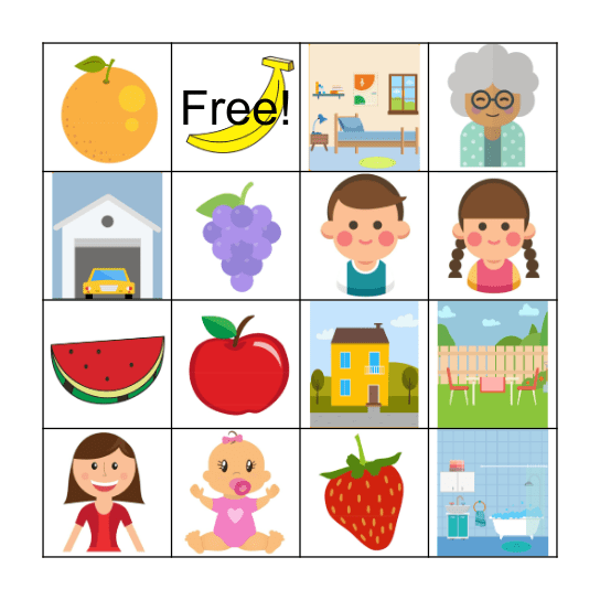 Household-Family-Fruits Bingo Card