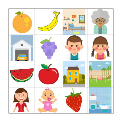 Household-Family-Fruits Bingo Card