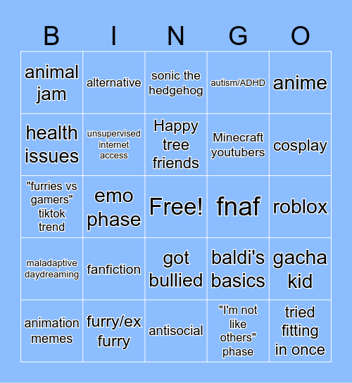 WEIRD KID BINGO! Bingo Card