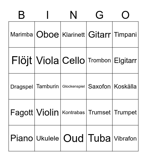 Instrumentbingo Card