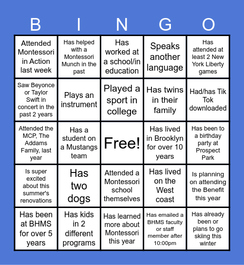 Find Someone Who... Bingo Card