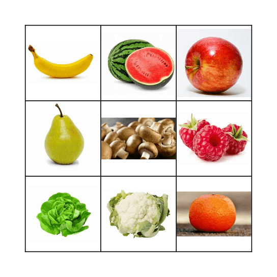 groente/fruit Bingo Card