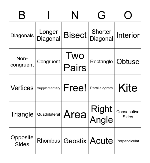 Lesson 6.2.4 Bingo Card