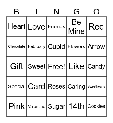 Valentine's Day Bingo Card