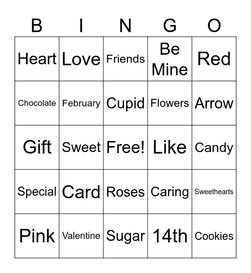 Valentine's Day Bingo Card