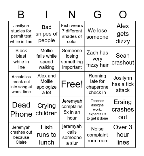Disney Bingo Card