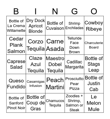 Chimayo Stone Fired Kitchen Bingo Card