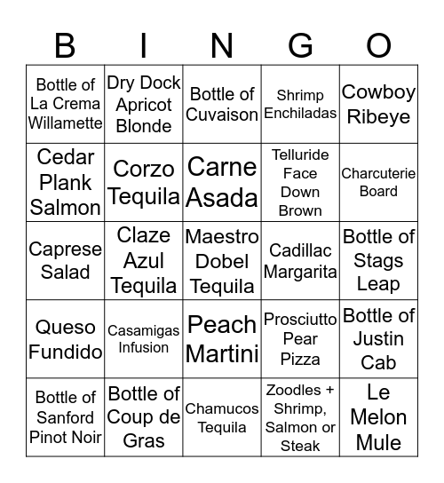 Chimayo Stone Fired Kitchen Bingo Card