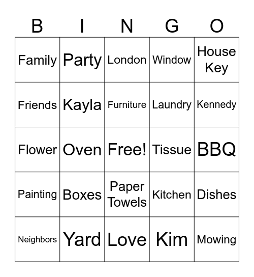 Home Sweet HomeB Bingo Card