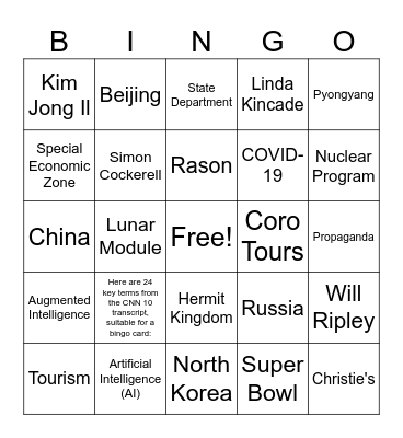 CNN 10 2/11/25 Bingo Card