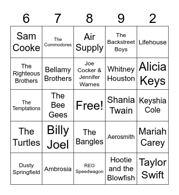 Love Song Bingo Card