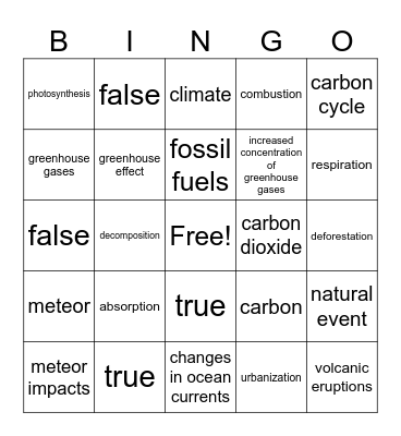 Climate Change Bingo Card
