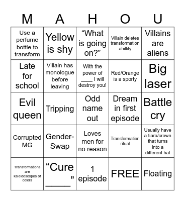 Mahou Shoujo Bingo Card