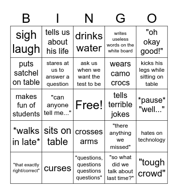 Chip Bingo Card