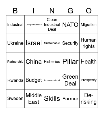 Arbetsprogramsquiz Bingo Card