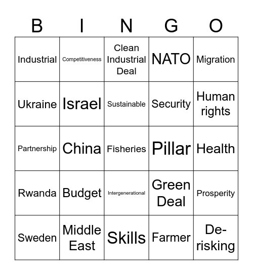 Arbetsprogramsquiz Bingo Card