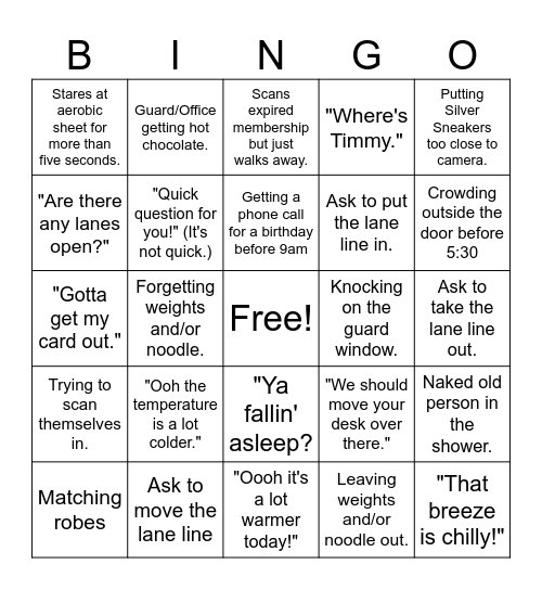 Winter 5-9am and 9-1 Bingo Card