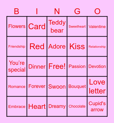 Valentine's Day Bingo Card
