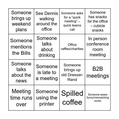 Office Bingo Card