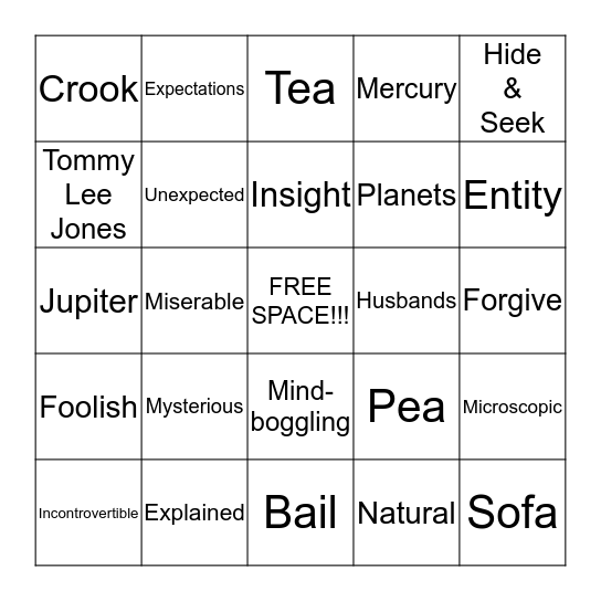 Sermon Bingo Card