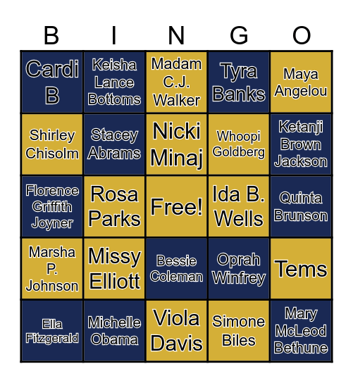 Black Women Bingo Card